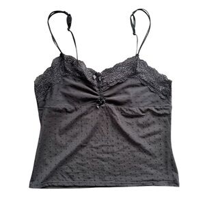 Y2K Black Lace Lingerie Bow Cami size Large *Runs Small